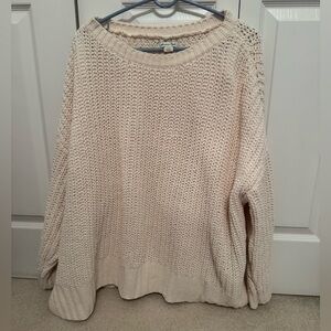 American Eagle Oversized Knit Sweater - size large, cream, slightly worn